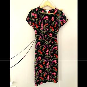 LEITH Black and Floral Wrap dress Size XXS